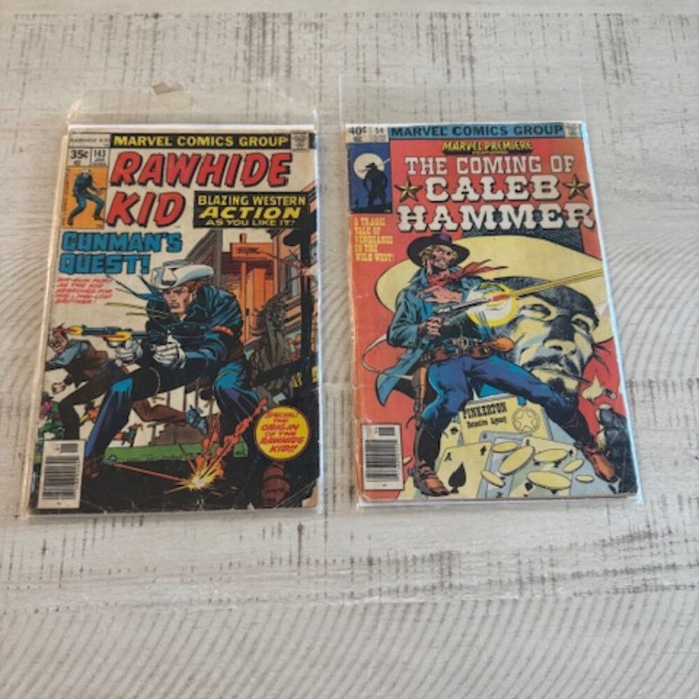 Vintage 1977 (c) Marvel Comics Group Kid & Caleb Hammer (lot of 2) Bronze Age